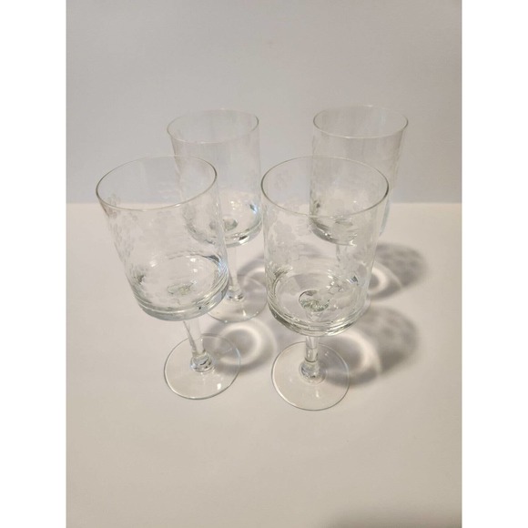 4 MCM Vtg Etched Flowers Floral Sherry Cordial Wine Glasses 7" Aperitif - Picture 6 of 11